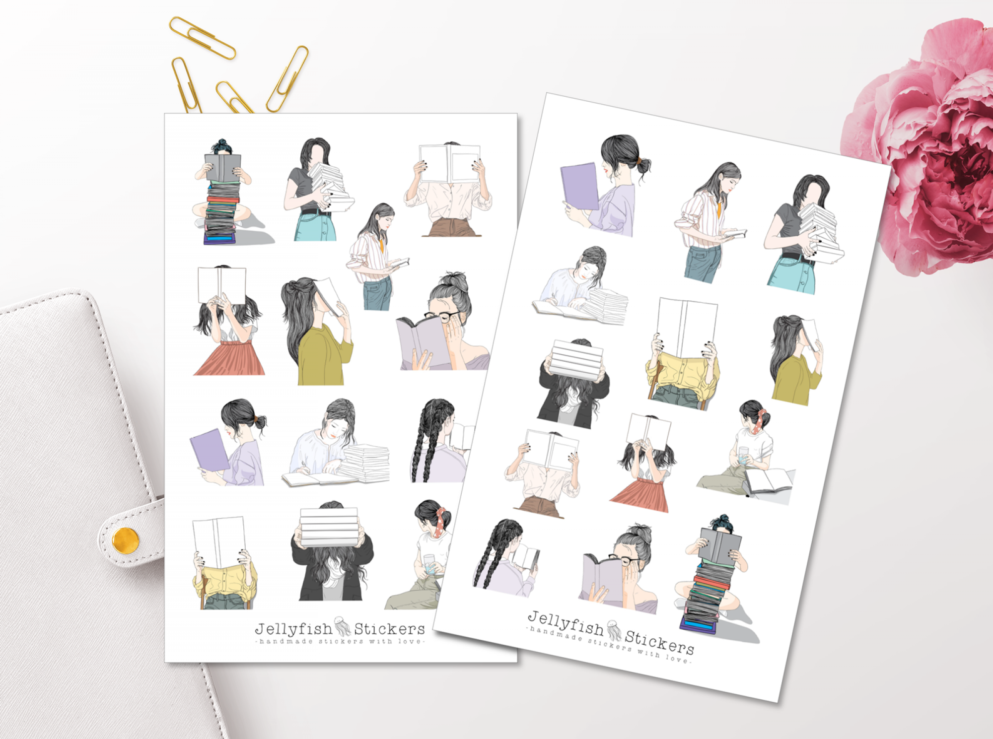 Girls Books Sticker Set